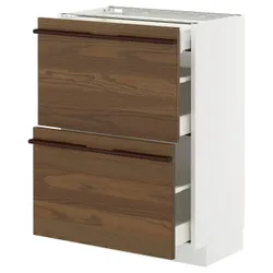 IKEA METOD / MAXIMERA(795.746.46) STJ 2FR/3SZU Шкаф, Белый/стенста темно -коричневый пепельный шпон