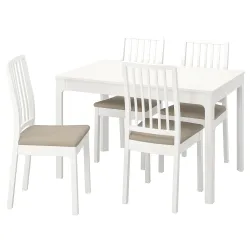 IKEA EKEDALEN / EKEDALEN  Стол и 4 стула, белый / бежевый Hakebo (494.294.20)