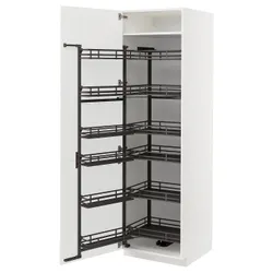 IKEA METOD(194.720.14) высокий шкаф с выдвижной кладовой, белый / Рингхульт светло-серый