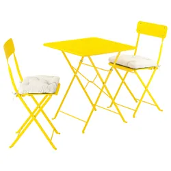 IKEA SUNDSÖ(895.732.55) Стол и 2 складных стульев, Внешний ярко -желтый/ярко -желтый