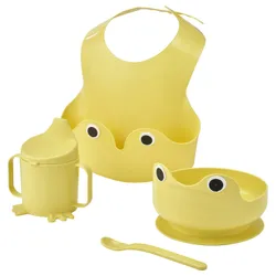 IKEA MATA(306.016.65) Блюда, слюна и ложка, 4 шт., светло -желтый