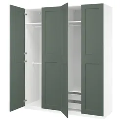IKEA PAX / GRIMO(995.792.71) Комбінація гардеробу, білий/сірий -зелений