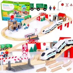 Залізниця Kinderplay дерев'яна залізниця з поліцейською дільницею дерев'яна дорога з поїздом