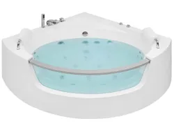 LED угловая ванна с гидромассажем 150 x 150 см белая MANGLE