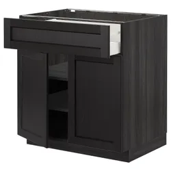 IKEA METOD / MAXIMERA(194.549.01) верхний ящик / 2 двери, черный / Lerhyttan черная морилка