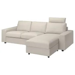 IKEA VIMLE(694.013.02) 3-місний диван з шезлонгом, з підголівником з широкими підлокітниками / Gunnared beige