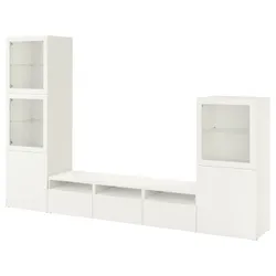 IKEA BESTÅ(093.307.94) комбінація для телевізора / скляні двері, біле / Lappviken біле прозоре скло