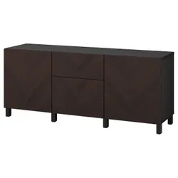 IKEA BESTÅ(294.218.49) комбинация с выдвижными ящиками, черно-коричневый Hedeviken/Stubbarp/шпон дуба, тонированный темно-коричневым