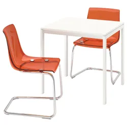 IKEA MELLTORP / TOBIAS(694.992.71) стол и 2 стула, белый белый/хромовый коричневый/красный