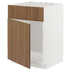 IKEA METOD(295.194.74) тумба для раковини дверцята/фасади, білий/Тісторп імітація коричневого горіха