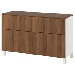 IKEA BESTÅ(996.123.60) Комбинация стеллажей с DRZW/DRAF, Biały/Lappviken/Stubbarp Walnut