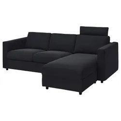 IKEA VIMLE (293.991.36) 3-местный диван с козеткой, с подголовником Saxemara / черно-синий