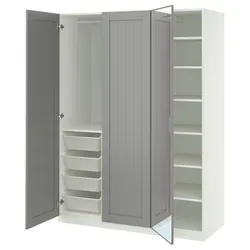 IKEA PAX / KAMMARTORP/GULLABERG(695.725.39) Комбинация гардероба, Белый/зеркальный серый