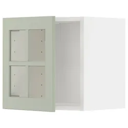 IKEA METOD(394.864.11) навісна шафа/скляні двері, білий/Stensund світло-зелений