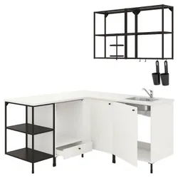 IKEA ENHET (593.379.67) кутова кухня, антрацит / білий