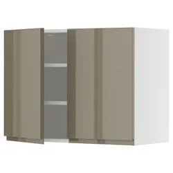 IKEA METOD(195.774.31) настінна шафа з полками/2 двері, білий/Voxtorp Gloss Dark -brown