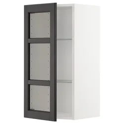 IKEA METOD(894.542.95) напівпансіон / скляні двері, білий/забарвлений лерхітановим чорним