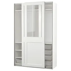 IKEA PAX / GRIMO(195.022.71) шкаф с раздвижными дверями, белый/прозрачное стекло белое