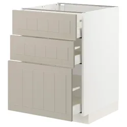 IKEA METOD / MAXIMERA(594.081.15) стоячий шкаф с 3 ящиками, белый / Стенсунд бежевый