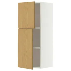 IKEA METOD(896.003.53) Настенный шкаф с полками/2 двери, белый/синарп вокруг дуба