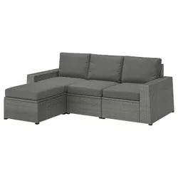 IKEA SOLLERÖN (092.878.37) 3-х місний модульний диван вуличний, з підніжкою, темно-сірий / Frösön / Duvholmen, темно-сірий