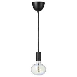 IKEA SUNNEBY / MOLNART(394.913.56) подвесной светильник с лампочкой, черный/эллипс многоцветный
