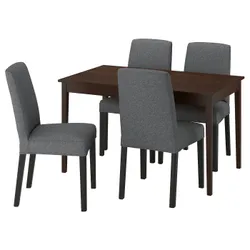 IKEA NÄSINGE / BERGMUND(595.970.26) Стол и 4 стула, Темно -коричневый окрашенный Beeleina Bukowa/Gunnared Mediume Grey Black