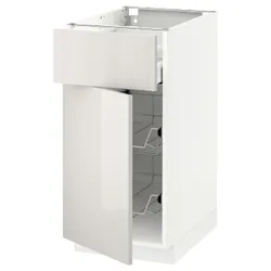 IKEA METOD / MAXIMERA(294.616.75) stj шафа / корзина др / ящик / двері, білий / Ringhult світло-сірий