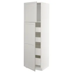 IKEA METOD / MAXIMERA(994.664.67) 2-дверный/4-ящный высокий шкаф, белый/лерхиттан светло-серый