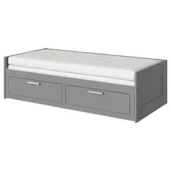 IKEA BRIMNES(095.900.13) Уровень с 2 ящиками, 2 матрасы, серый/Åfjäll жестко
