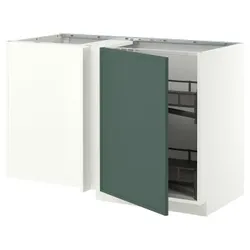 IKEA METOD(796.057.61) угловой шкаф с высокой полкой, белый/Aspudden темно-серо-зеленый