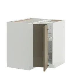 IKEA METOD(695.772.97) Угловой шкаф с каруселем, белый/voxtorp Gloss Dark -Brown
