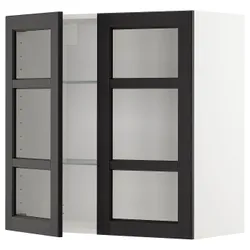 IKEA METOD(294.561.36) половина / 2 стеклянная дверь, белый / лерхиттан черная морилка