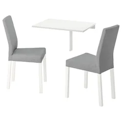 IKEA NORBERG / KÄTTIL (594.287.69) стол и 2 стула, белый / Книса светло-серый
