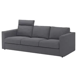 IKEA VIMLE (093.990.24) 3-місний диван, з підголовником / Gunnared середньо-сірий