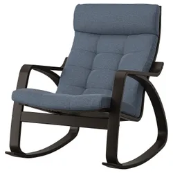 IKEA POÄNG(895.022.15) Кресло-качалка, черно-коричневый/Gunnared синий