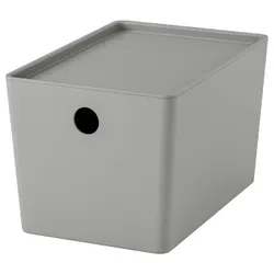 IKEA KUGGIS(495.967.63) Контейнер с крышкой, светло -серый