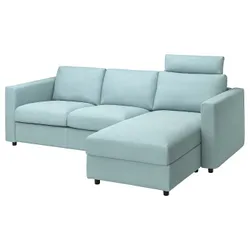 IKEA VIMLE (993.991.33) 3-місний диван з шезлонгом, з підголовником Saxemara / світло-блакитний