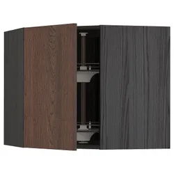 IKEA METOD(094.058.26) угловой навесной шкаф с каруселью, черный/синарп коричневый