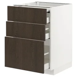 IKEA METOD / MAXIMERA(794.337.17) шкаф с выдвижной столешницей / 3 ящика, белый / синарп коричневый