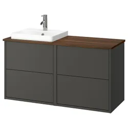 IKEA HAVBÄCK / ORRSJÖN(795.285.22) шафа для умивальника/умивальник/змішувач, темно-сірий/коричневий горіх