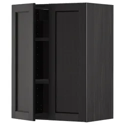 IKEA METOD(594.691.61) навісна шафа з полицями / 2 двер, чорний / Lerhyttan чорний тонований