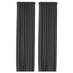 IKEA KORGMOTT(305.971.59) Особые занавески, пара, на ленте/темно -сером