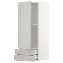 IKEA METOD / MAXIMERA(694.697.21) навесной шкаф, дверь/2 ящика, белый/лерхиттан светло-серый