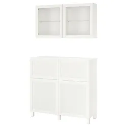 IKEA BESTÅ(994.124.98) комбинация полок с дверцами/ящиками, белый / Hanviken / Stubbarp белый прозрачное стекло