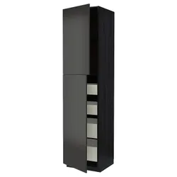 IKEA METOD / MAXIMERA(894.989.25) висока шафа на 2 двері/4 ящика, чорний/матовий антрацит Nickebo