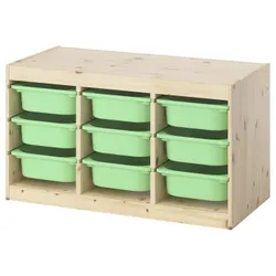 IKEA TROFAST(695.748.59) Полка с контейнерами, светлая сосна, окрашенная белым/светло -зеленым