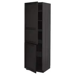 IKEA METOD(894.618.99) Висока шафа з полками/2DRZ, Чорний/Лерхіттан пофарбований чорним