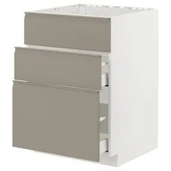 IKEA METOD / MAXIMERA(994.923.53) навесной шкаф/вытяжка цинт. из ящиков, белый/Upplöv матовый темно-бежевый