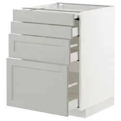 IKEA METOD / MAXIMERA(594.337.04) шафа з висувною стільницею / 3 шухляди, білий / Lerhyttan світло-сірий